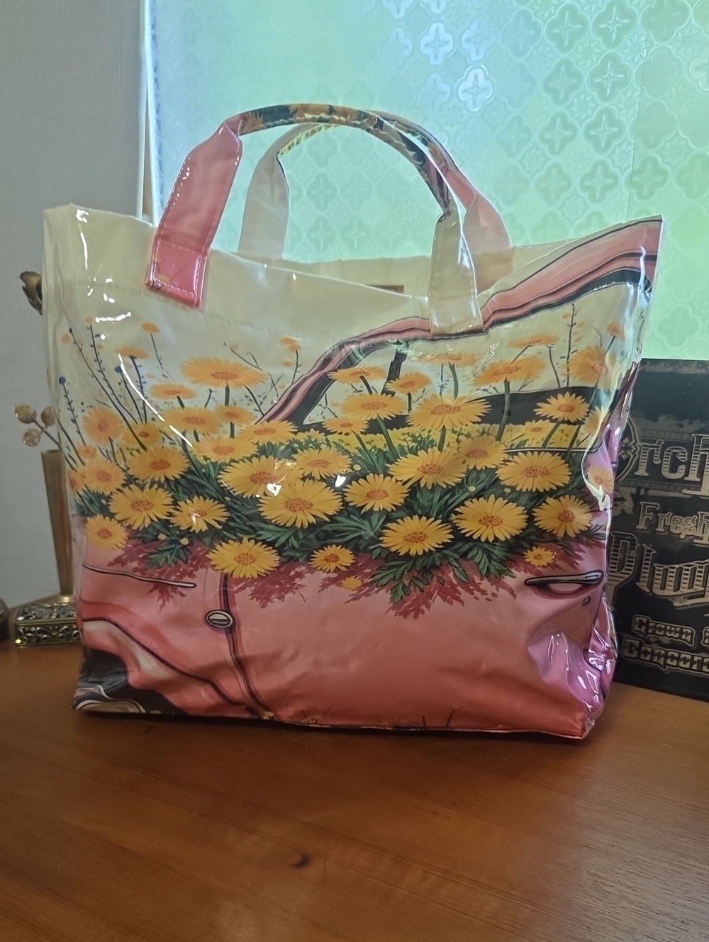 Yellow Floral Pink Tote Bag - Women's Beach & Market Bag